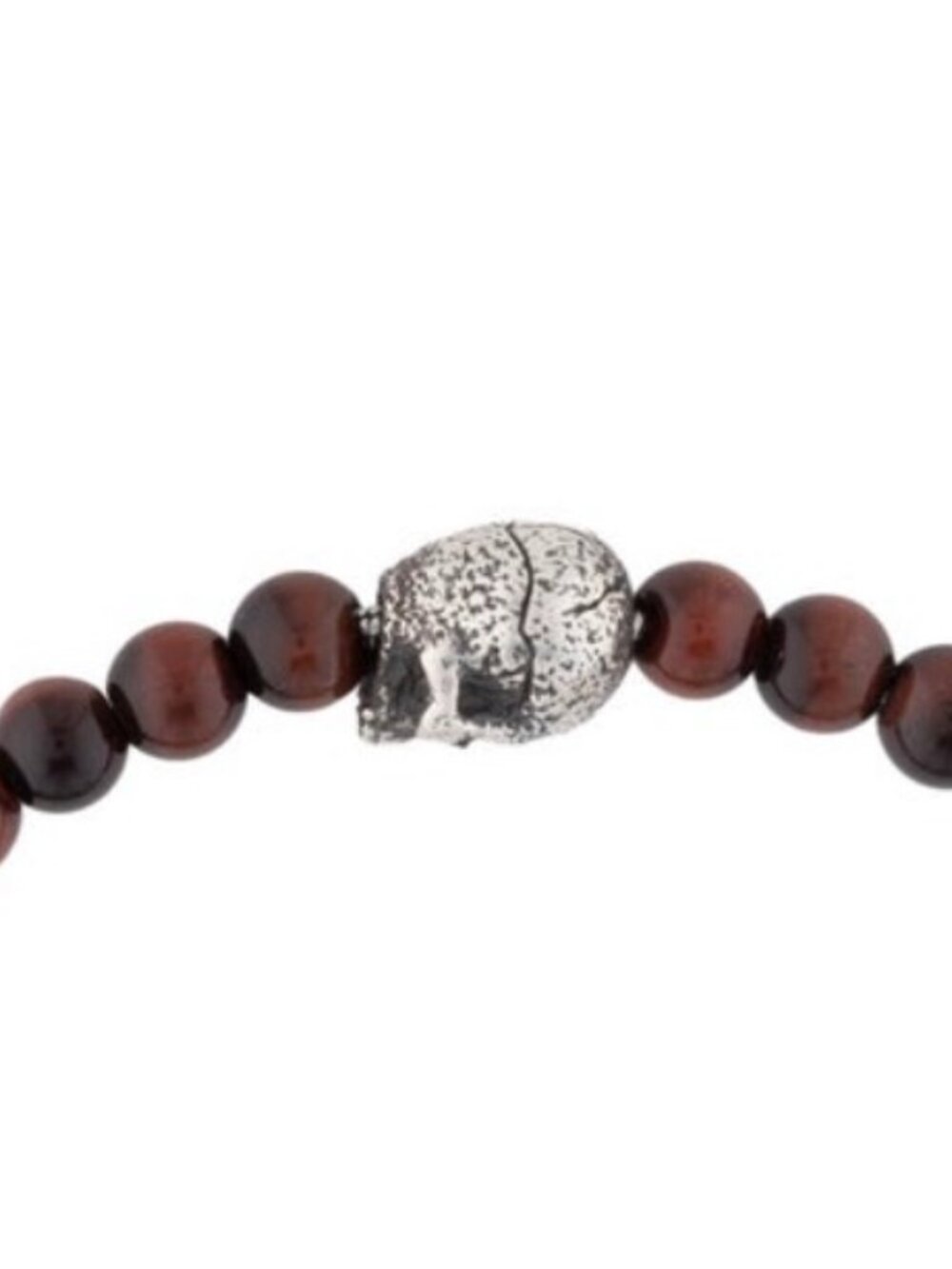 DAVID YURMAN STERLING SILVER 925 TIGER'S EYE MEMENTO MORI SKULL BEAD BRACELET